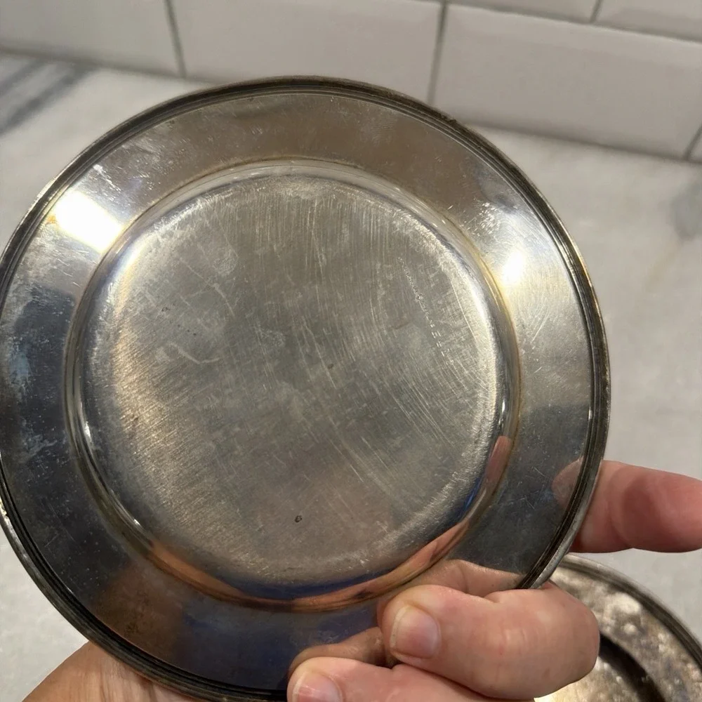 Set Of 2 Saint Hilaire Vintage Metal Plate Tray (K331)